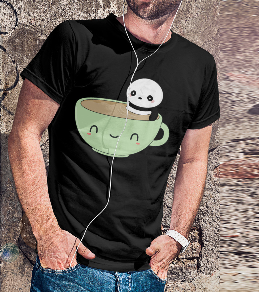 Kawaii Panda Bear In Happy Coffee Cup T-Shirt