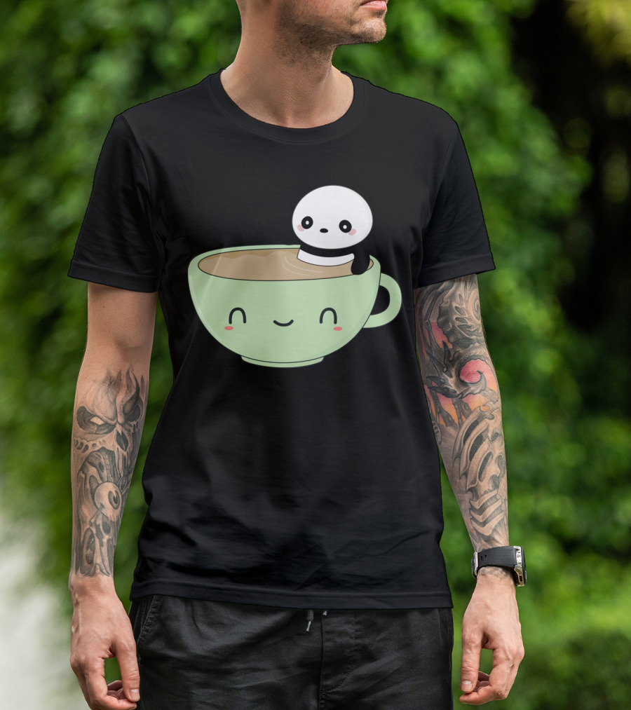 Kawaii Panda Bear In Happy Coffee Cup T-Shirt