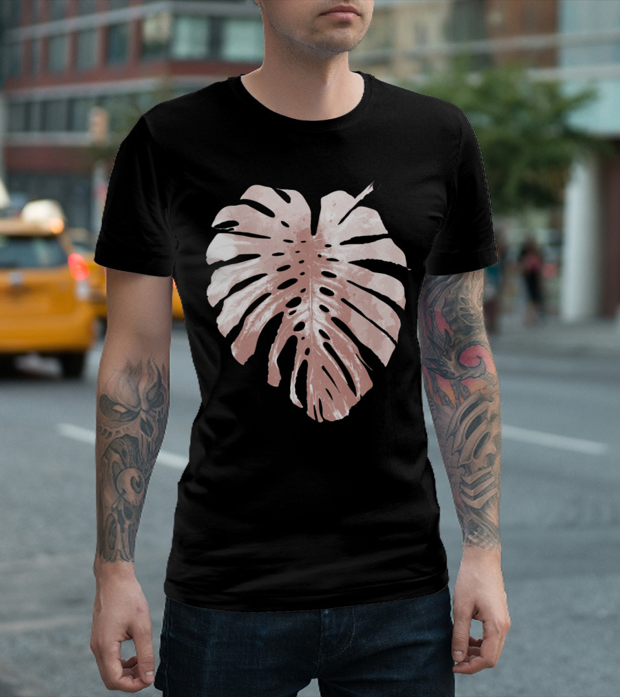Monstera Leaf in Blush Pink T-Shirt