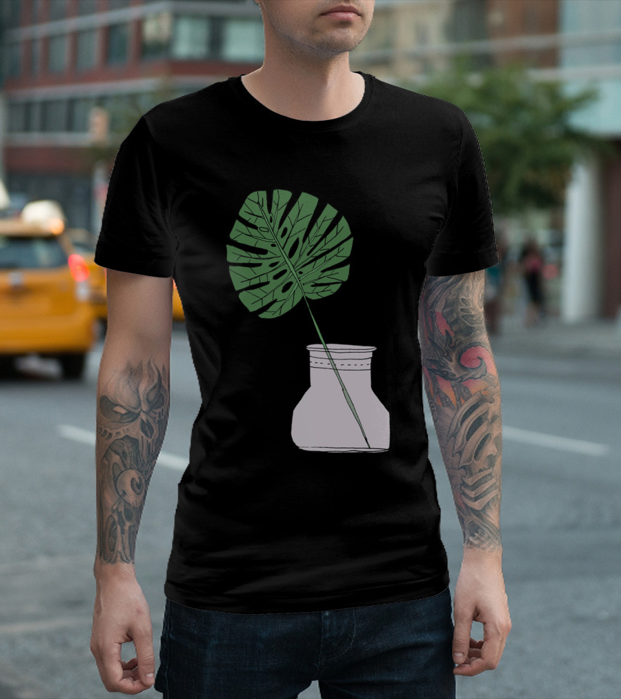 Monstera Leaf in Minimalist Vase T-Shirt