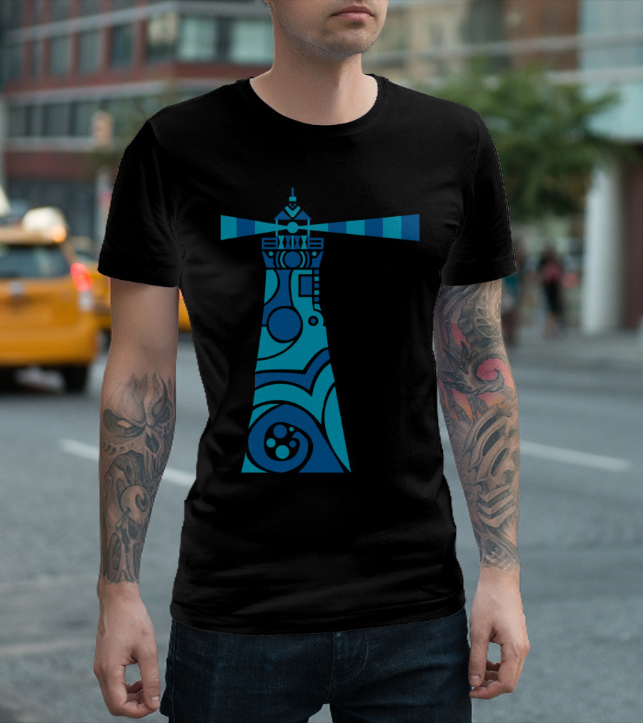 Lighthouse Blue Geometric T-Shirt