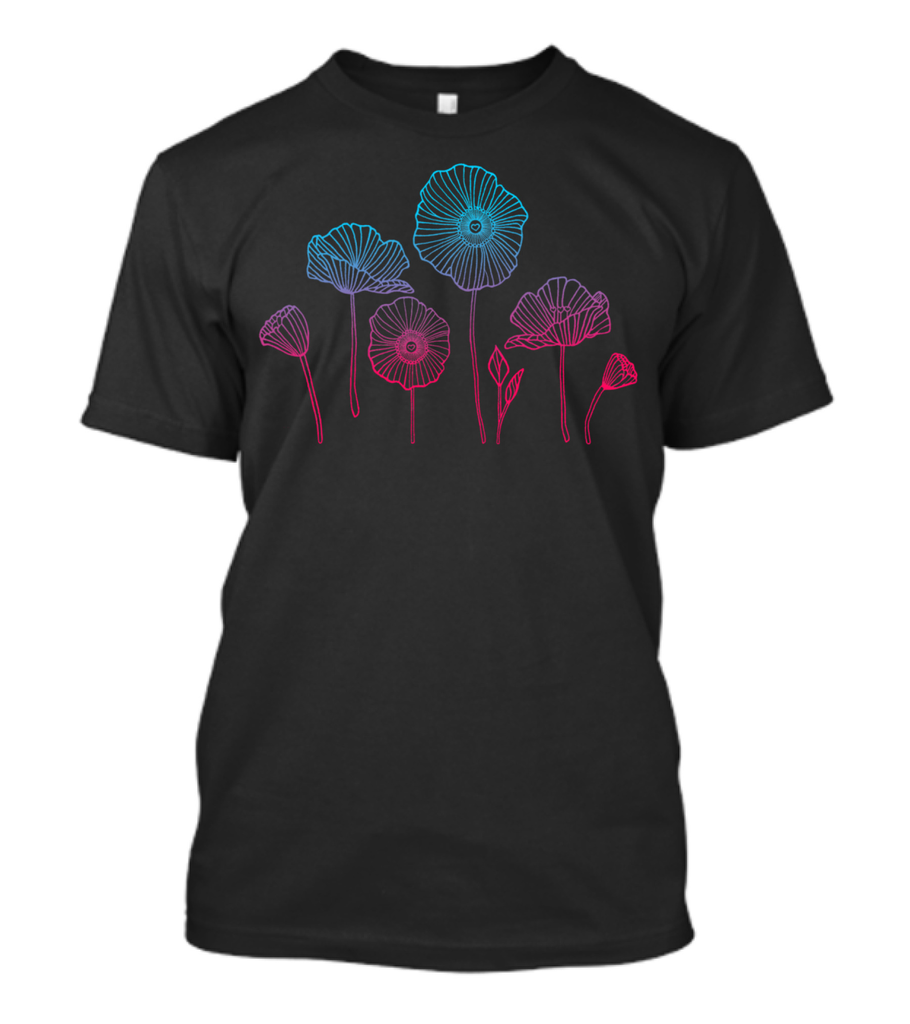 Fading Poppies Neon Outlines T-Shirt