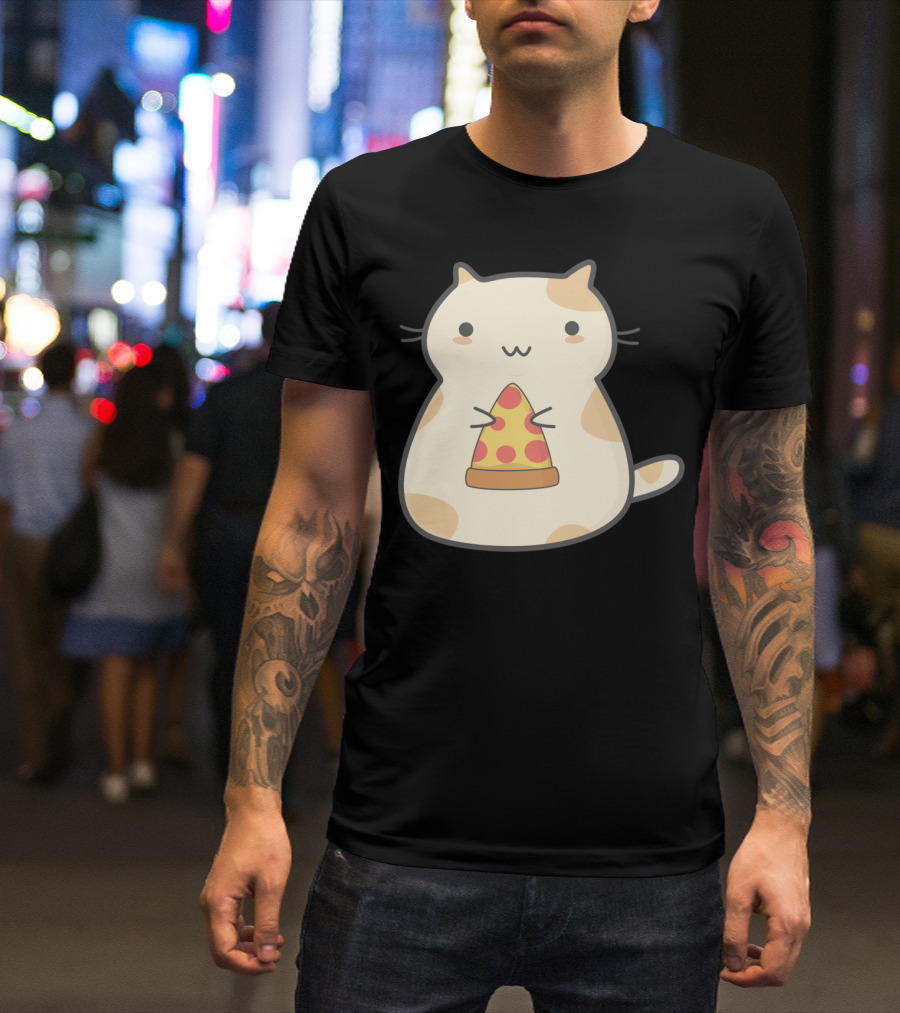 Kawaii Pizza Cat Cute Cartoon T-Shirt