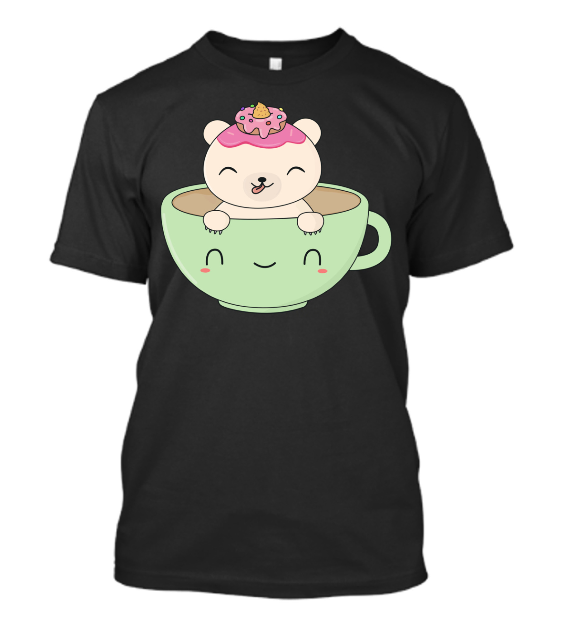 Kawaii Polar Bear With Donut In Happy Coffee Cup T-Shirt