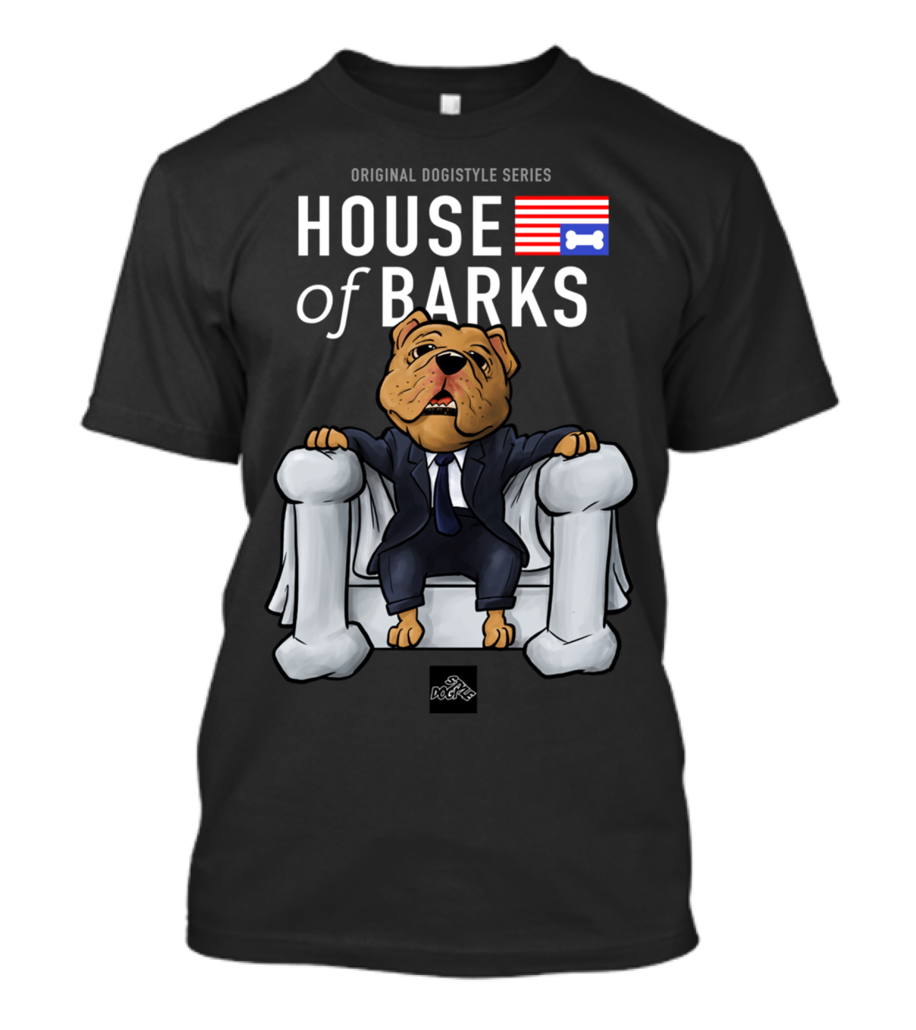 Original Dogistyle Series House Of Barks Cartoon Bulldog T-Shirt