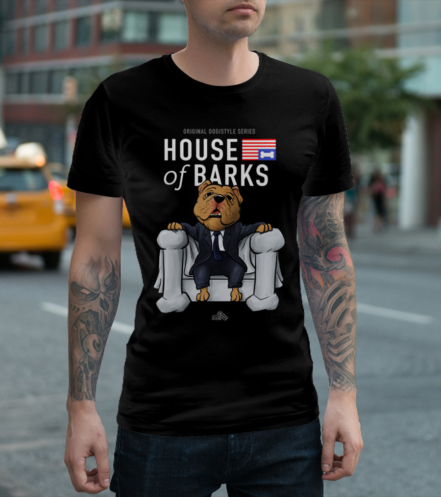 Original Dogistyle Series House Of Barks Cartoon Bulldog T-Shirt
