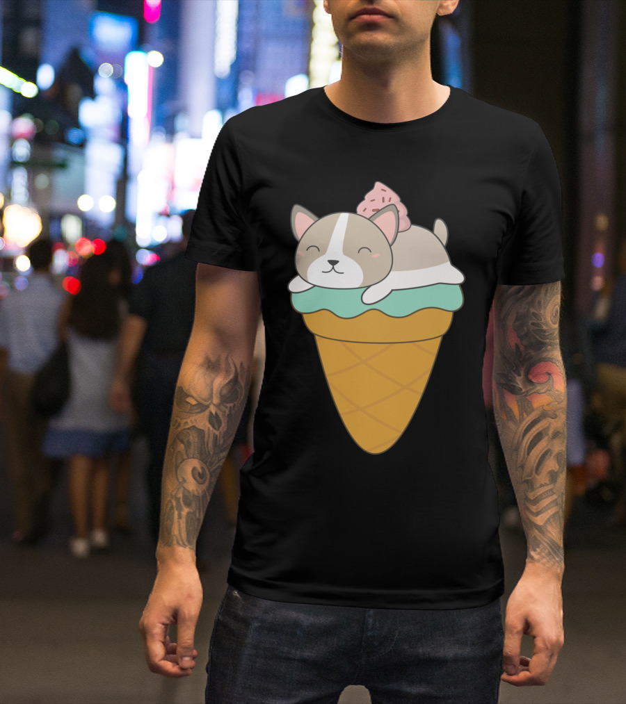 Kawaii Puppy Dog Ice Cream Cone Delight T-Shirt