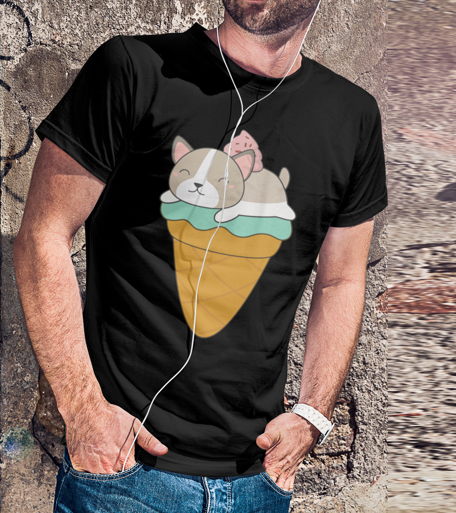 Kawaii Puppy Dog Ice Cream Cone Delight T-Shirt