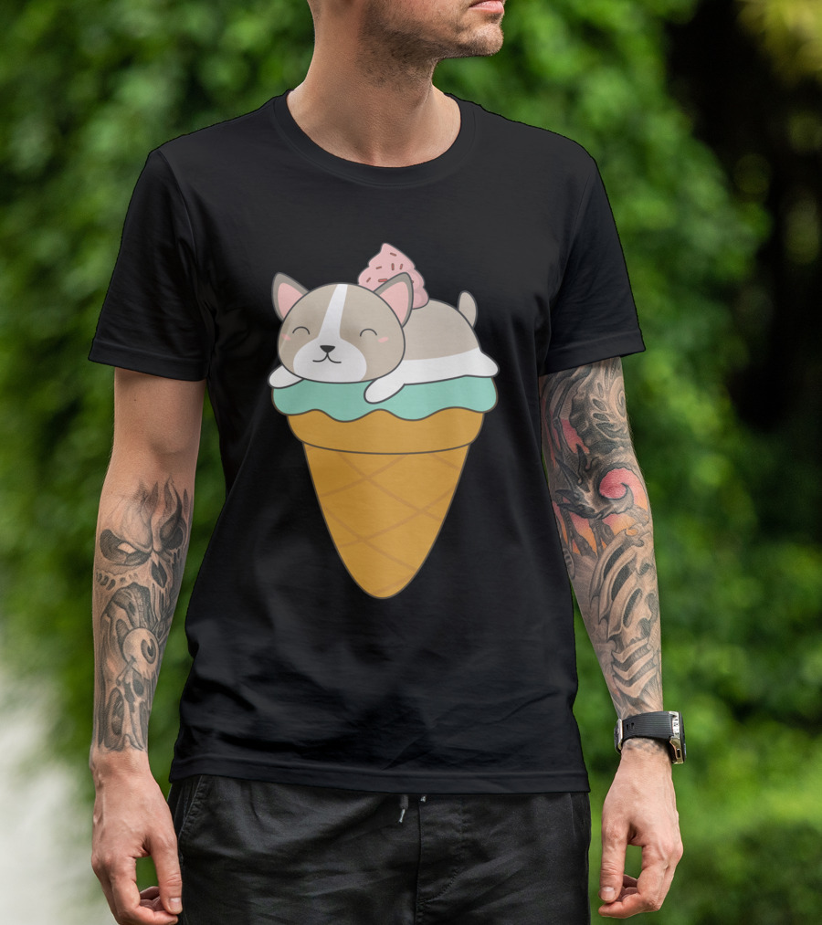Kawaii Puppy Dog Ice Cream Cone Delight T-Shirt