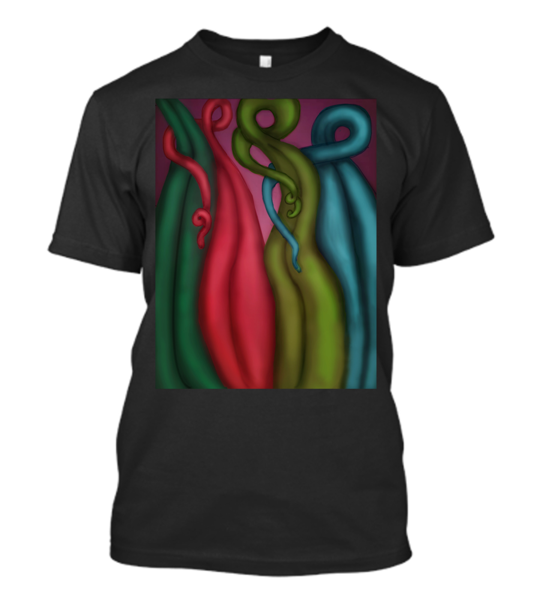 Plant Hug Abstract Red Green Blue Twists T-Shirt