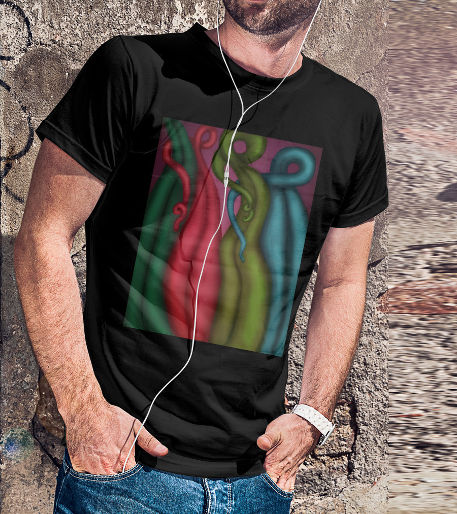 Plant Hug Abstract Red Green Blue Twists T-Shirt