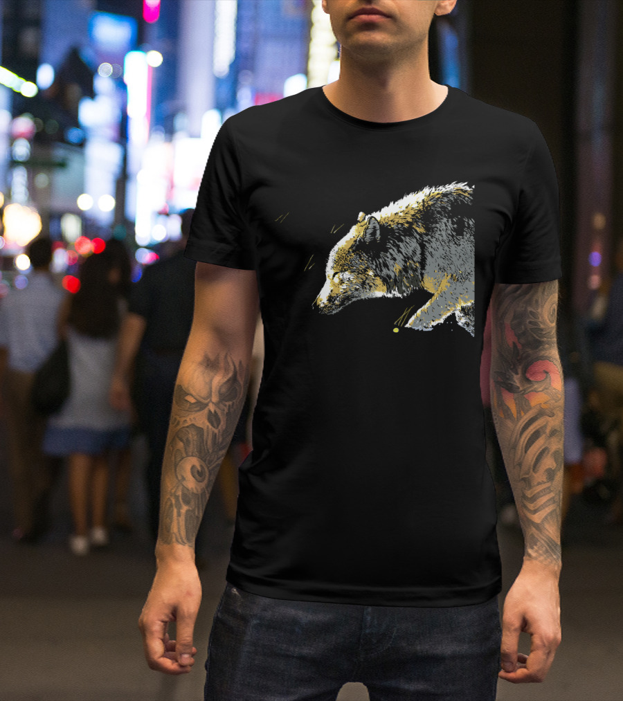 The Walking Wolf In The Snow Journey Through Winter Wilderness T-Shirt