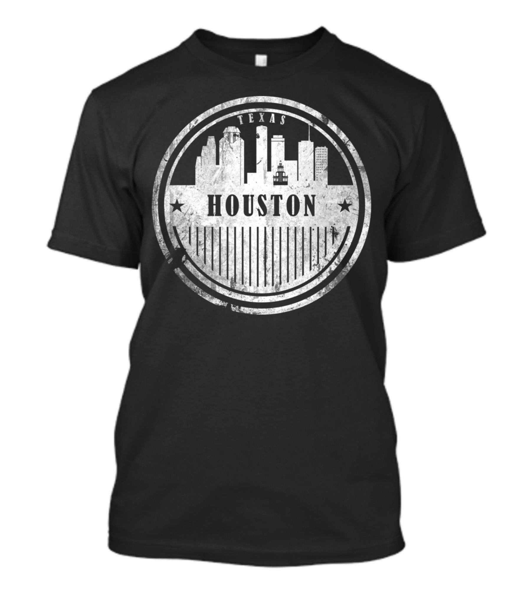 Texas Houston Cityscape Stars And Stripes Circular T-Shirt