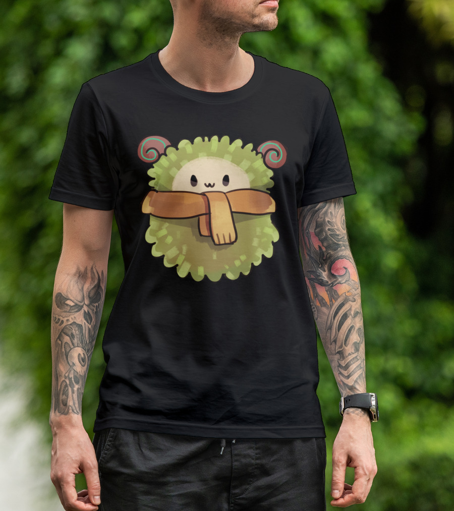 Kawaii Sheep Cute Fluffy Character With Cozy Scarf T-Shirt