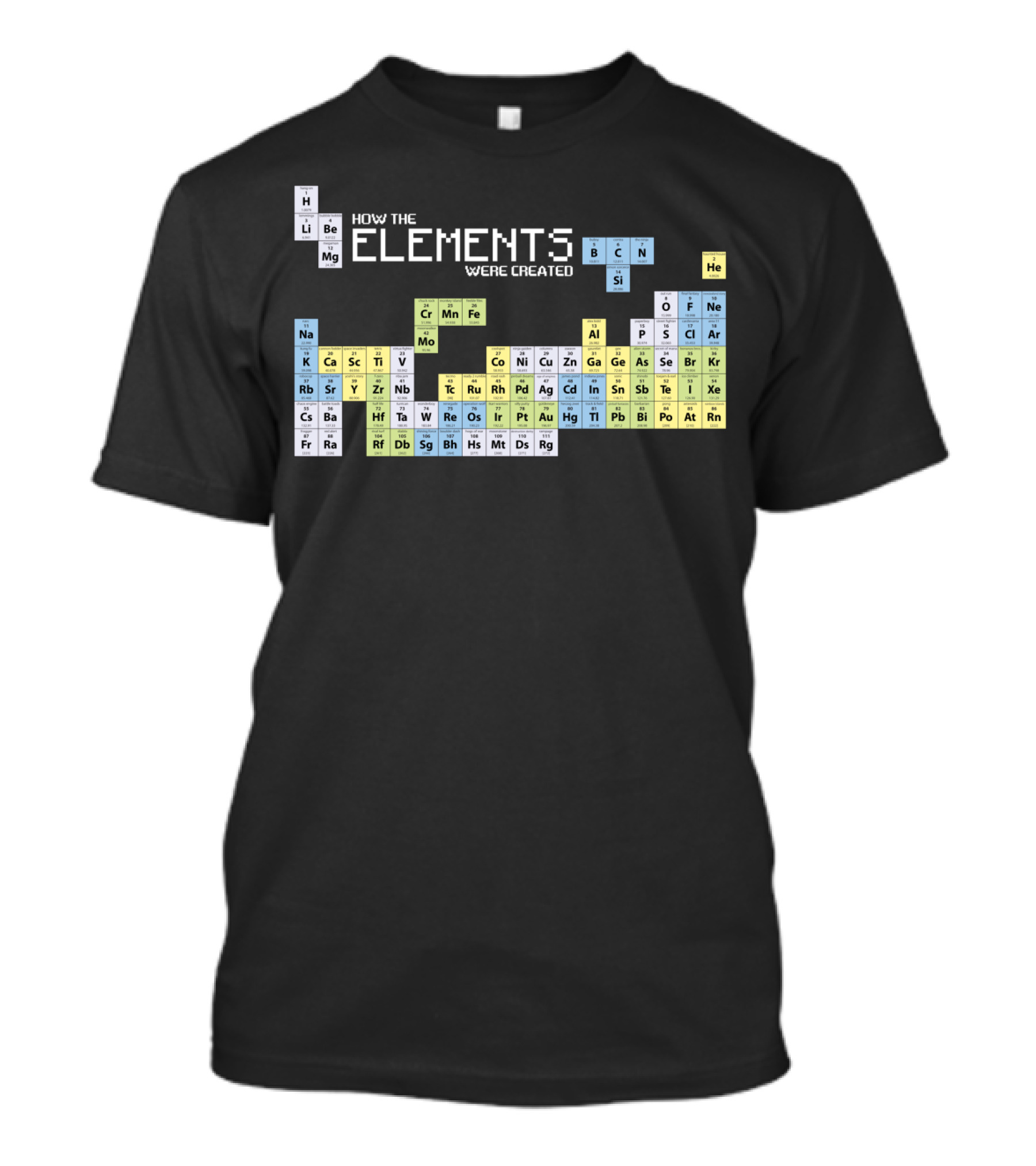 How The Elements Were Created: Periodic Table Design With Block Elements T-Shirt