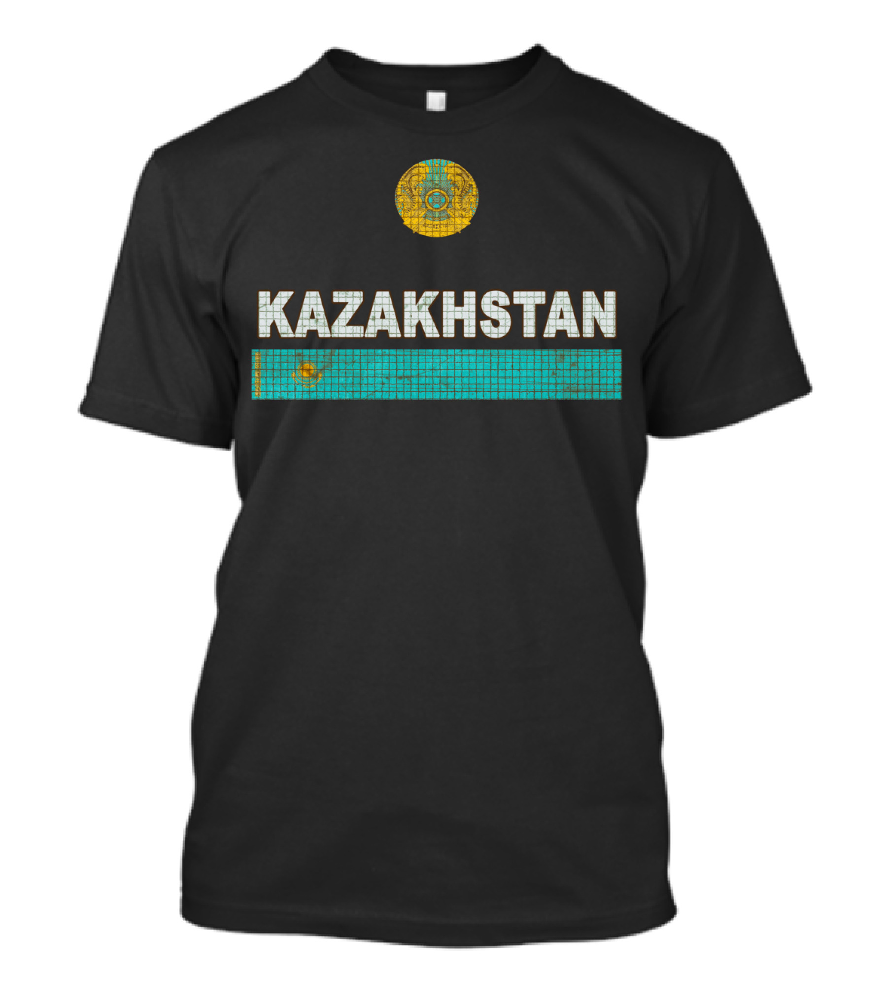 Kazakhstan Emblem Weathered Mosaic T-Shirt