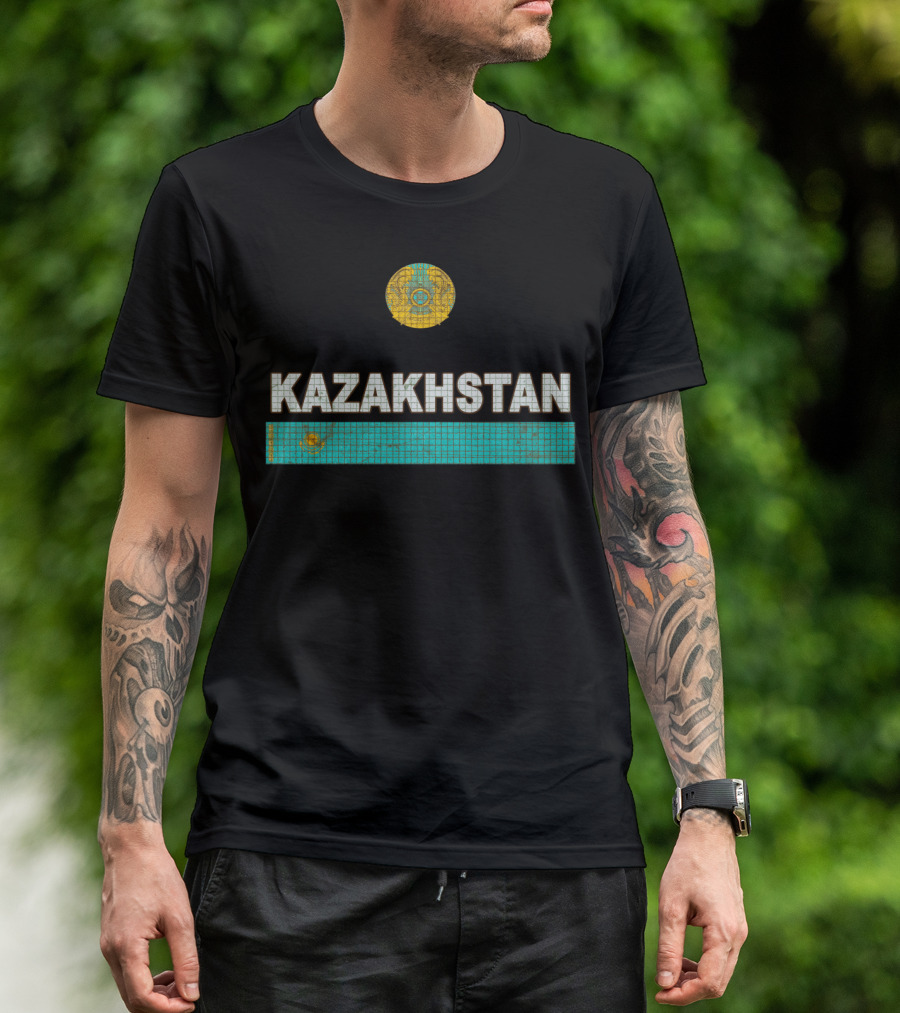 Kazakhstan Emblem Weathered Mosaic T-Shirt