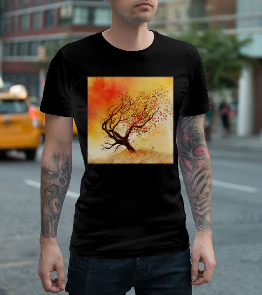 Fall Tree Dream Whimsical Autumn Leaves Dance T-Shirt