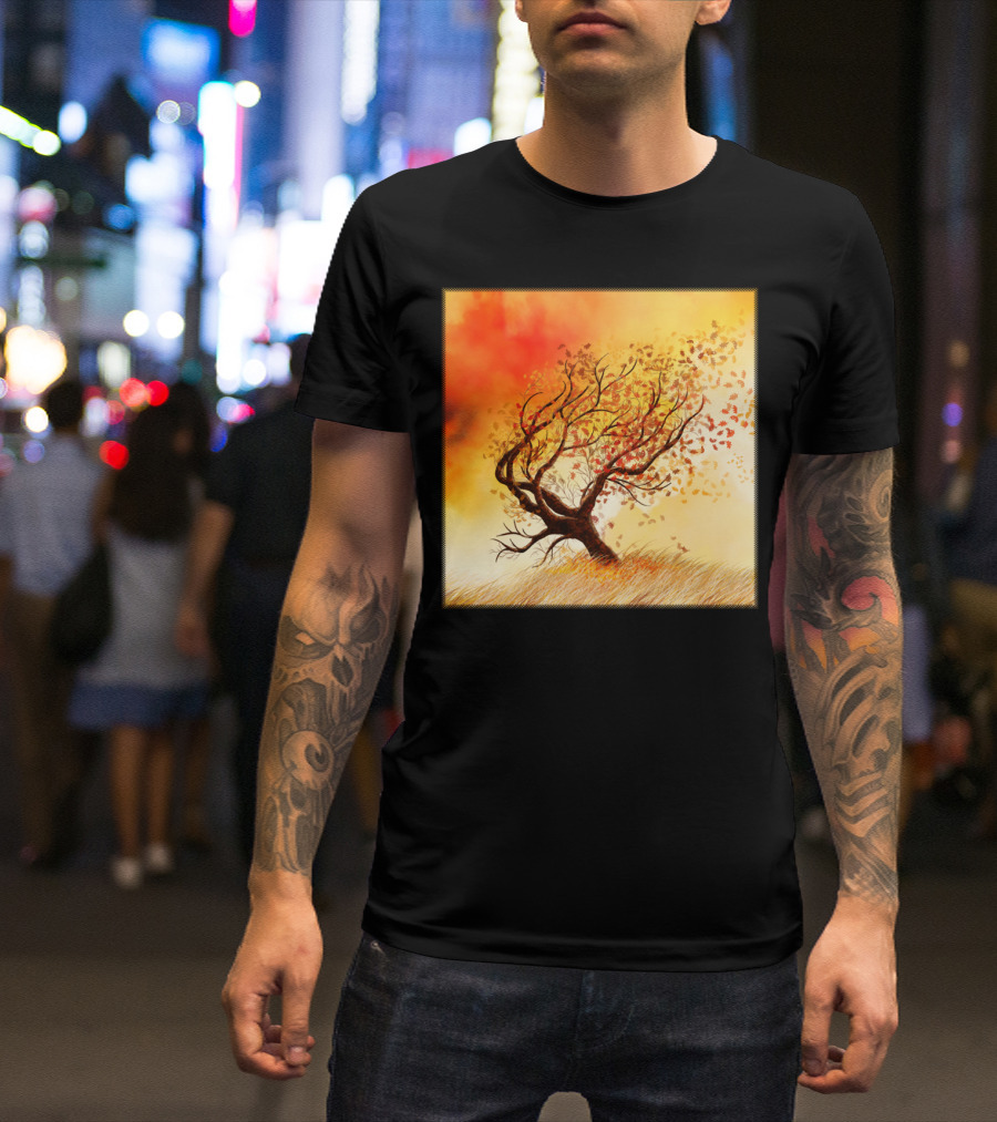 Fall Tree Dream Whimsical Autumn Leaves Dance T-Shirt