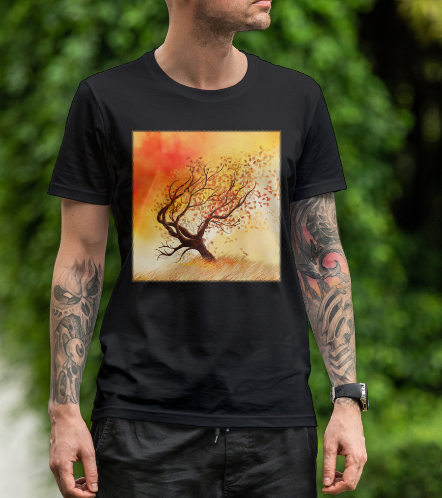 Fall Tree Dream Whimsical Autumn Leaves Dance T-Shirt