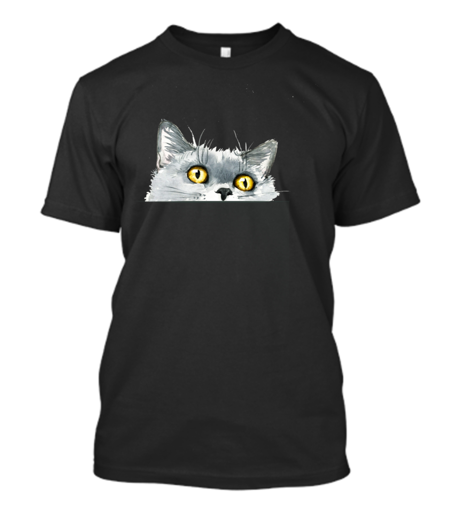 Watercolor British Shorthair Cat Peeking T-Shirt