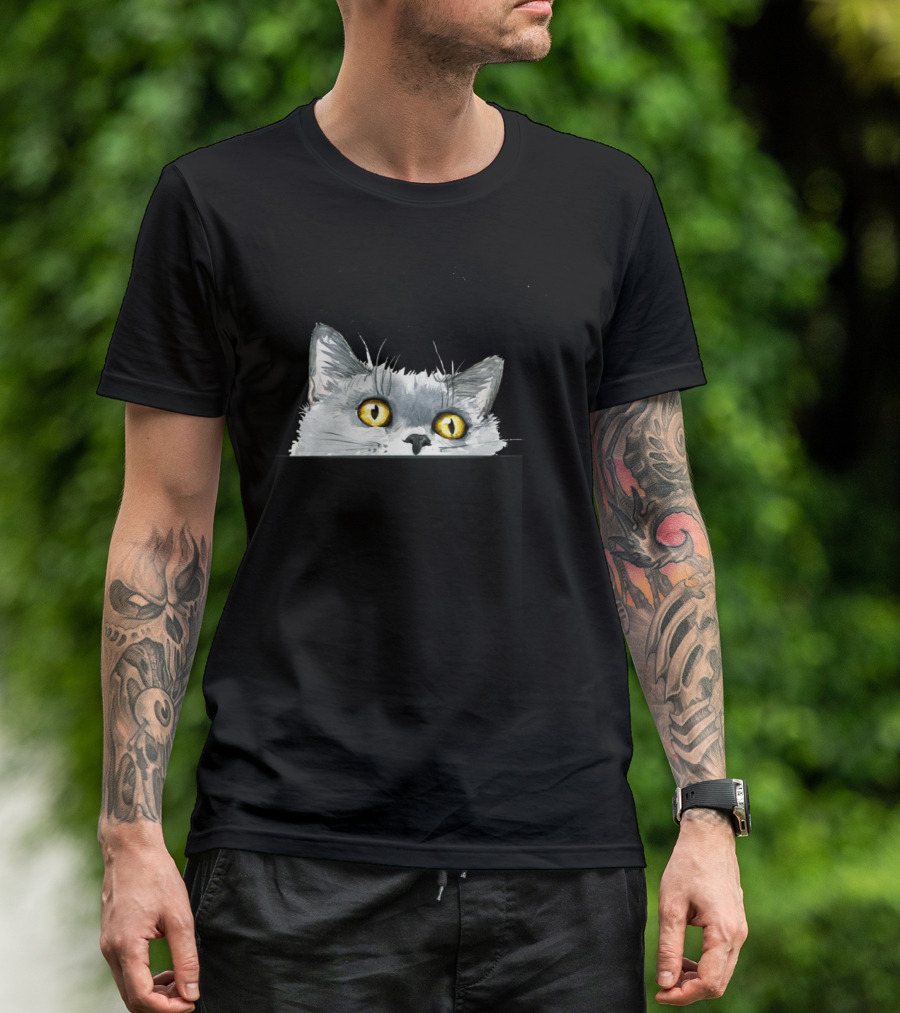 Watercolor British Shorthair Cat Peeking T-Shirt