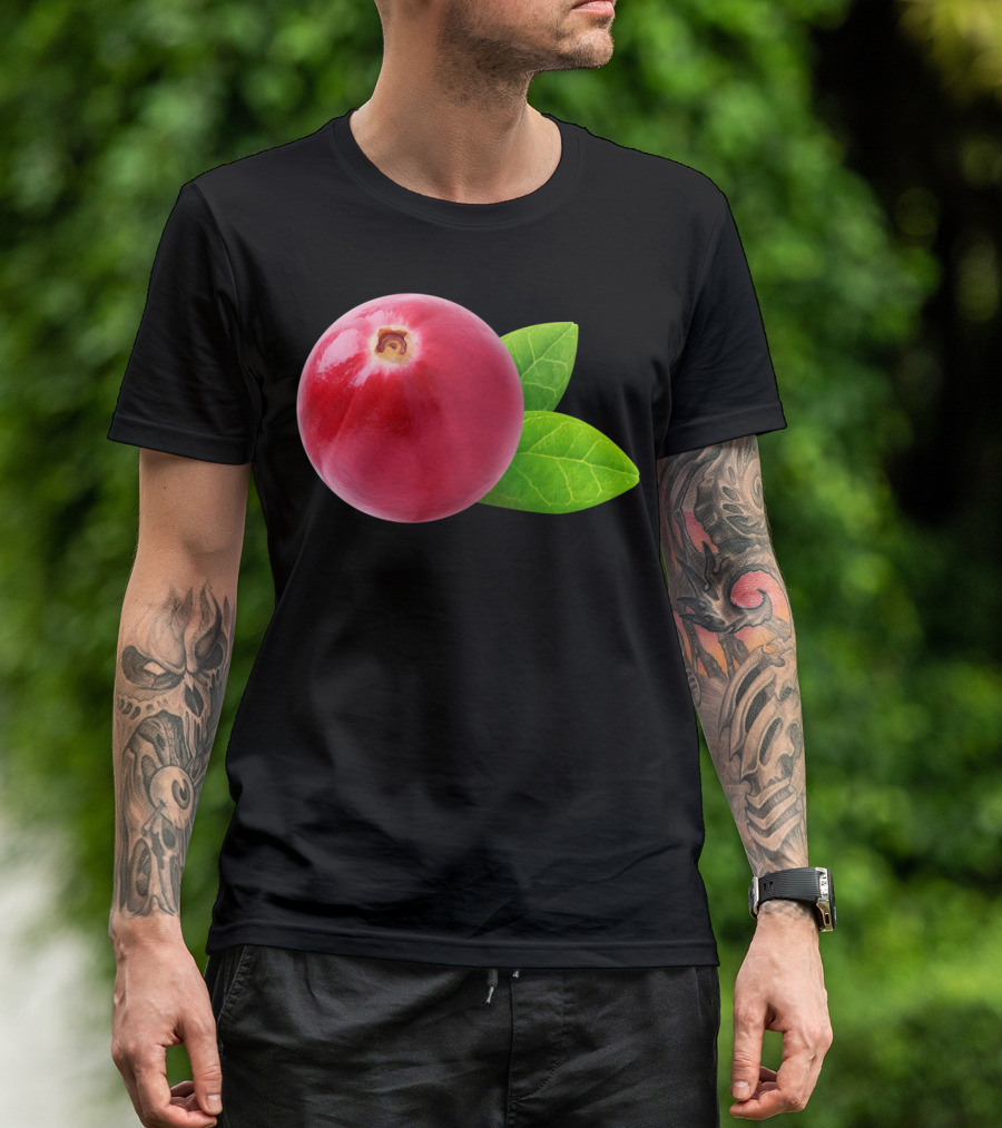 One Cranberry Sti With Green Leaves T-Shirt