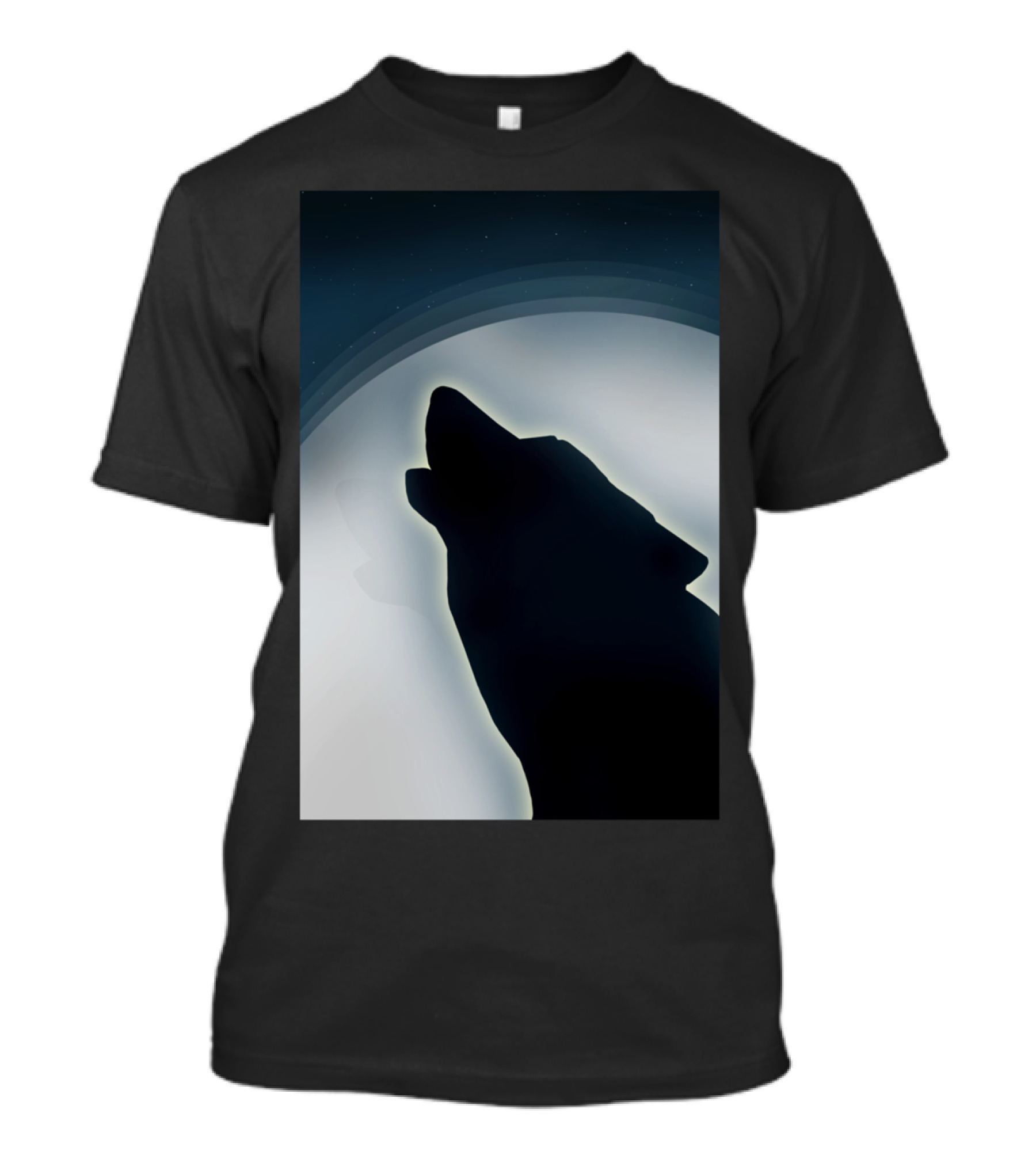 Howling Wolf Silhouette Under Starry Night Sky T-Shirt