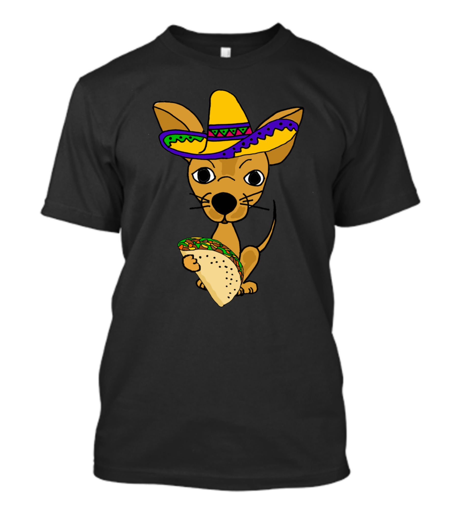 Marvelous Funny Chihuahua Dog Eating Taco With Sombrero T-Shirt