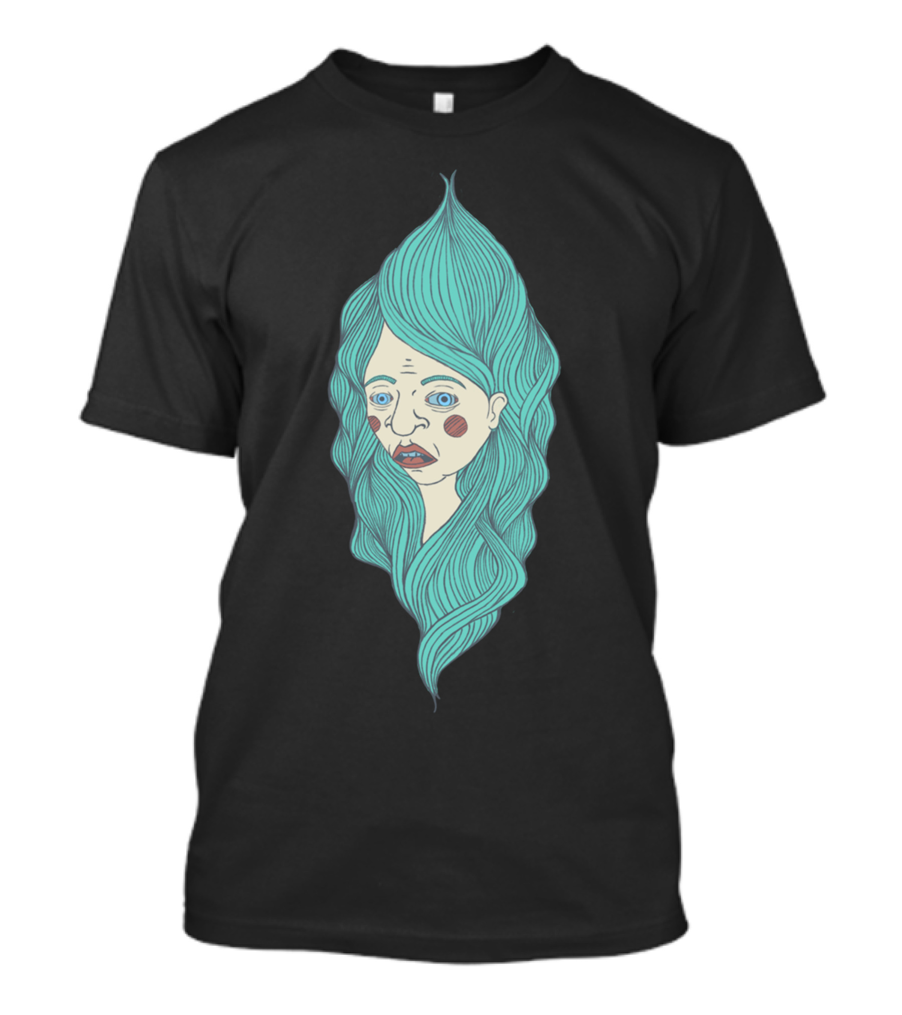 Huhr Turquoise Haired Face With Surprised Expression T-Shirt