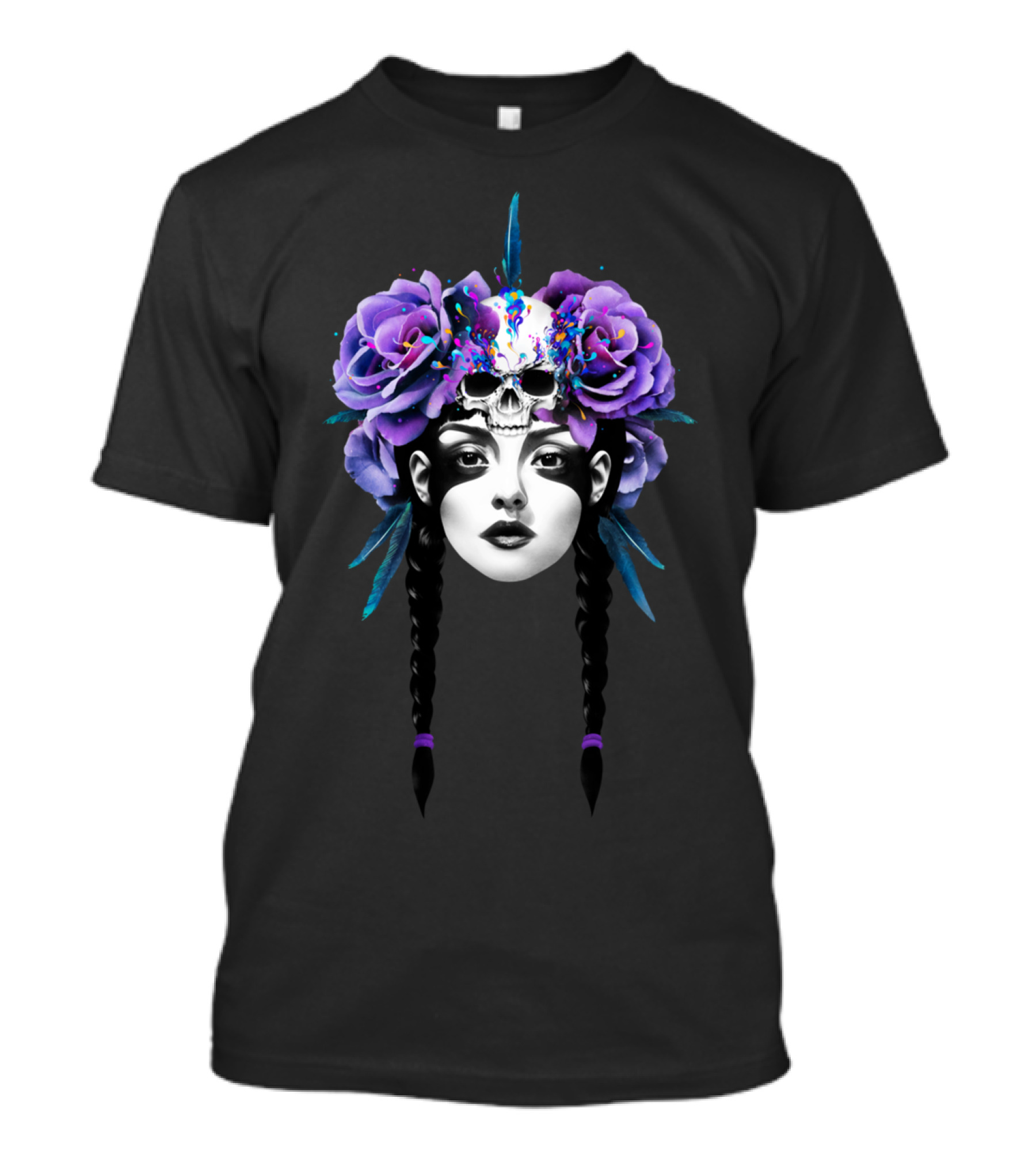 New Way Warrior Skull Roses Braids T-Shirt