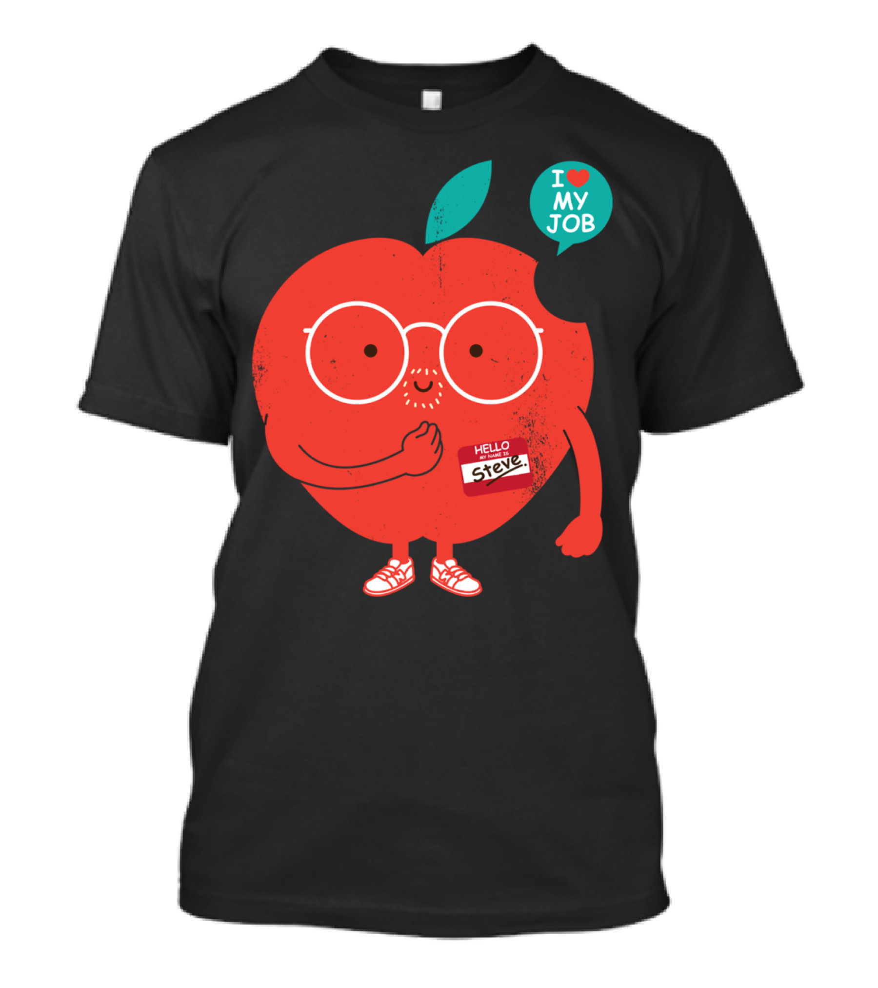 Hello Steve Apple Character Loves My Job T-Shirt