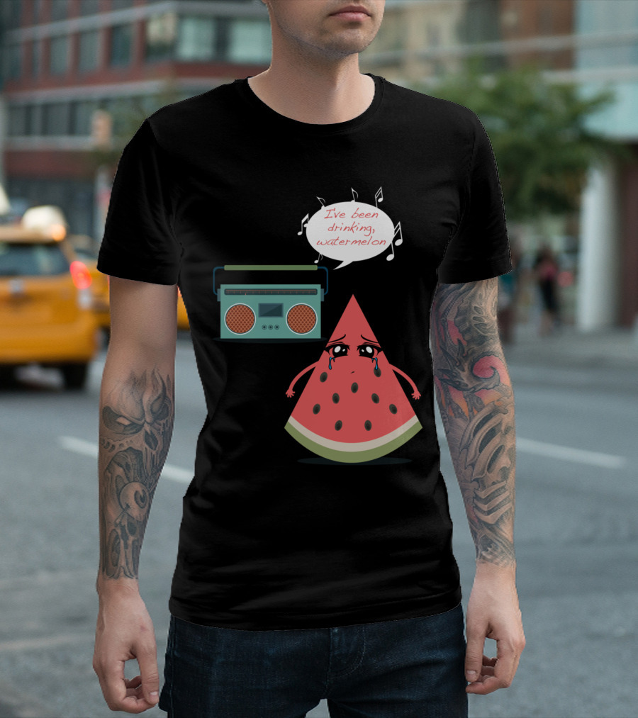 I've Been Drinking Watermelon Drunk In Love Music Notes Radio Sad Slice T-Shirt