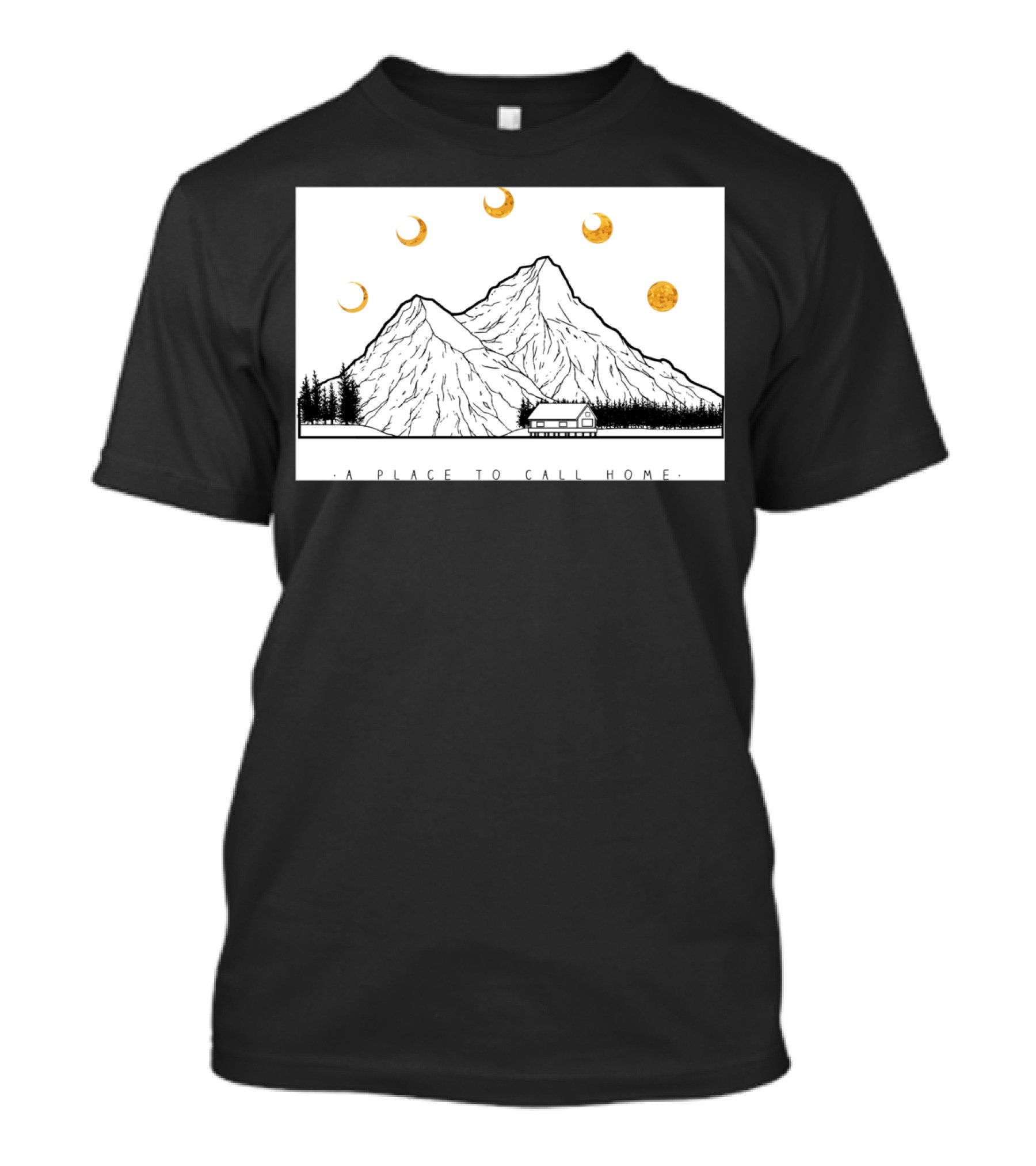 A Place To Call Home Mountains And Moons Sticker By Bla T-Shirt