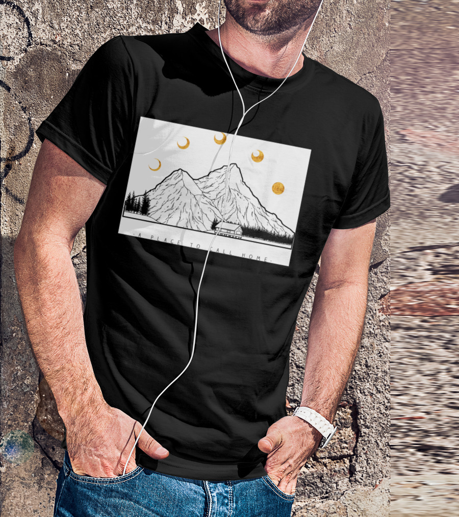 A Place To Call Home Mountains And Moons Sticker By Bla T-Shirt