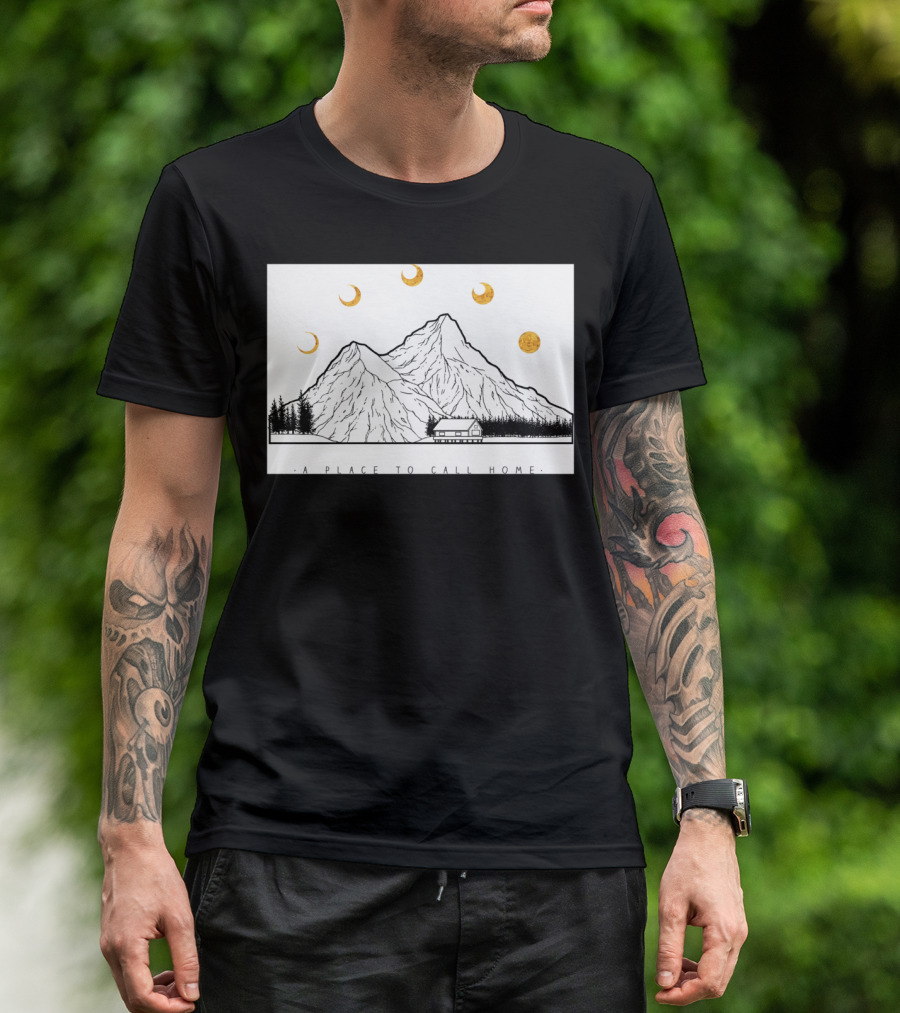 A Place To Call Home Mountains And Moons Sticker By Bla T-Shirt