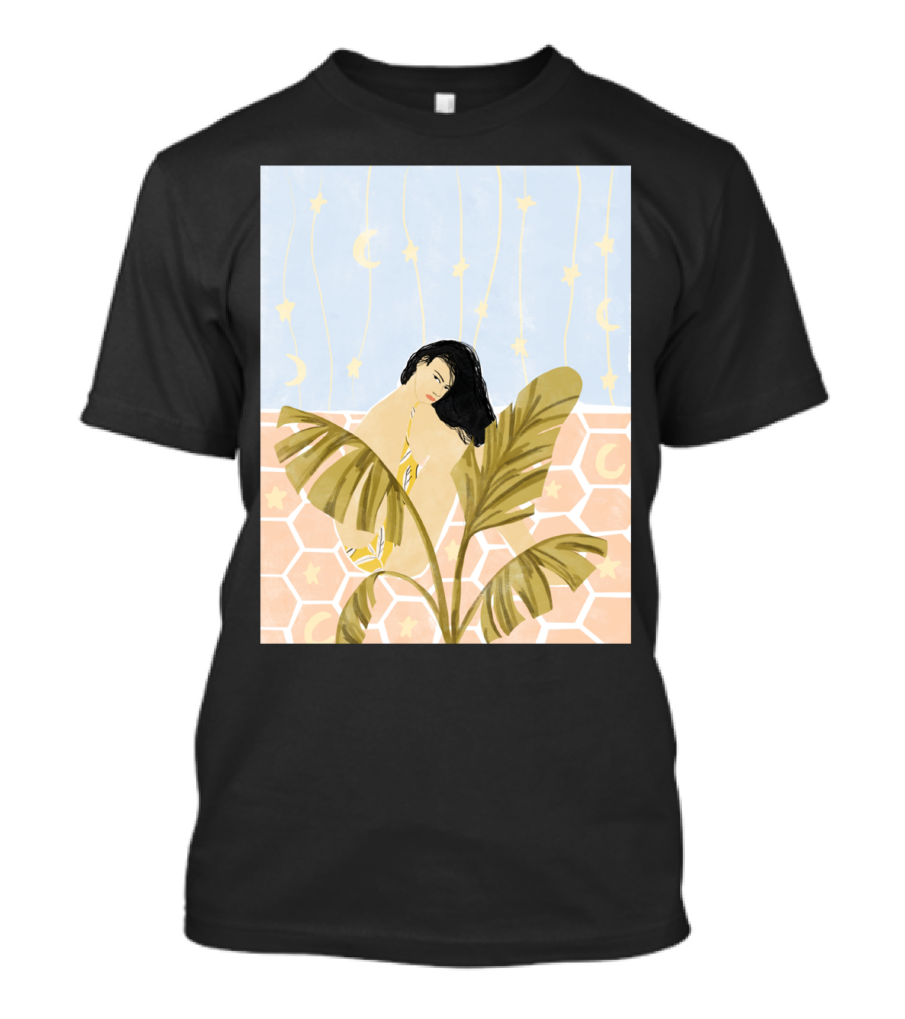 Moon And Stars Palms Honeycomb Sky T-Shirt