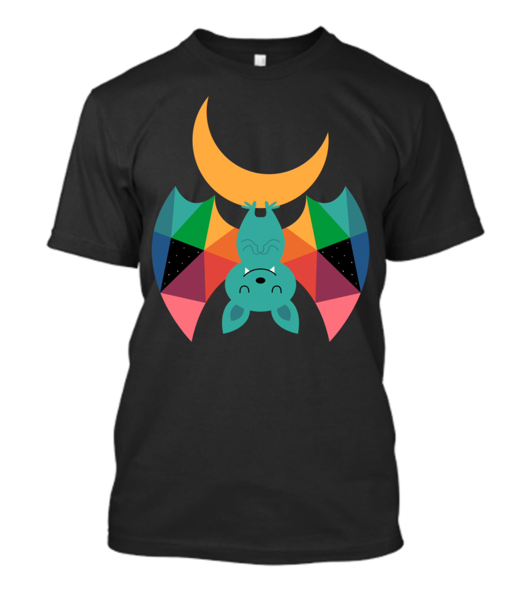 Moon Child Geometric Bat Under Crescent Moon T-Shirt