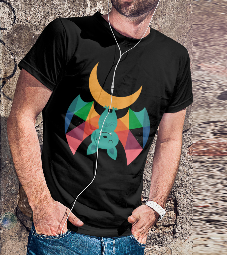 Moon Child Geometric Bat Under Crescent Moon T-Shirt