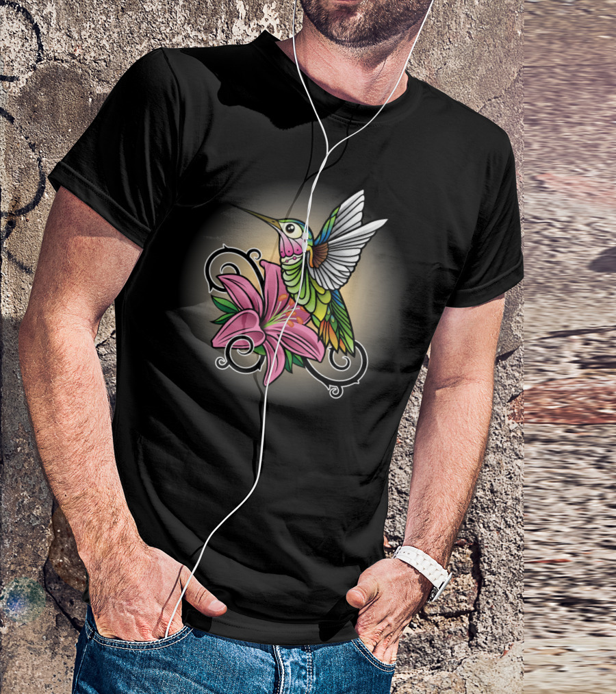 HUMMING BIRD COLORFUL FLORAL T-Shirt