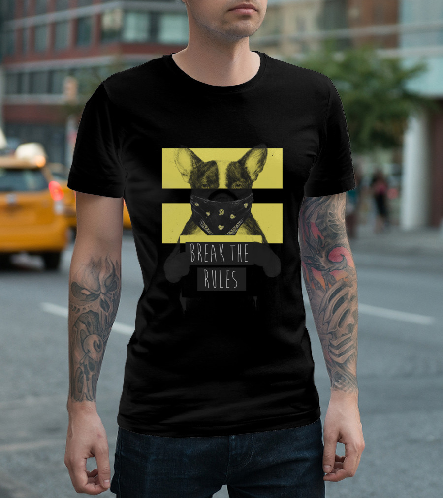 Break the Rules Rebel Dog Bandana Mask T-Shirt