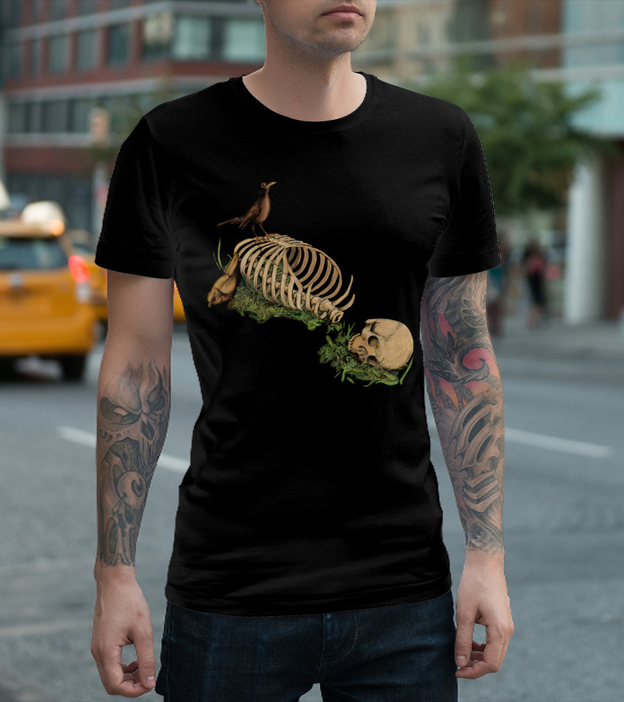 Still Life Speaking Skeleton With Birds And Skull T-Shirt