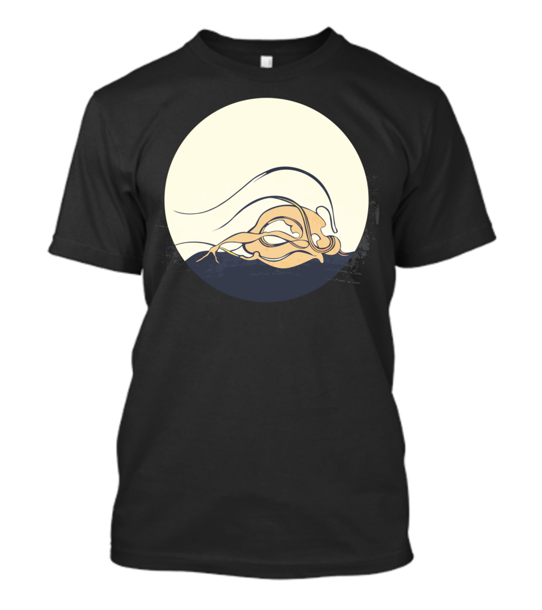 Moon Girl Abstract Wave In Circular Frame T-Shirt
