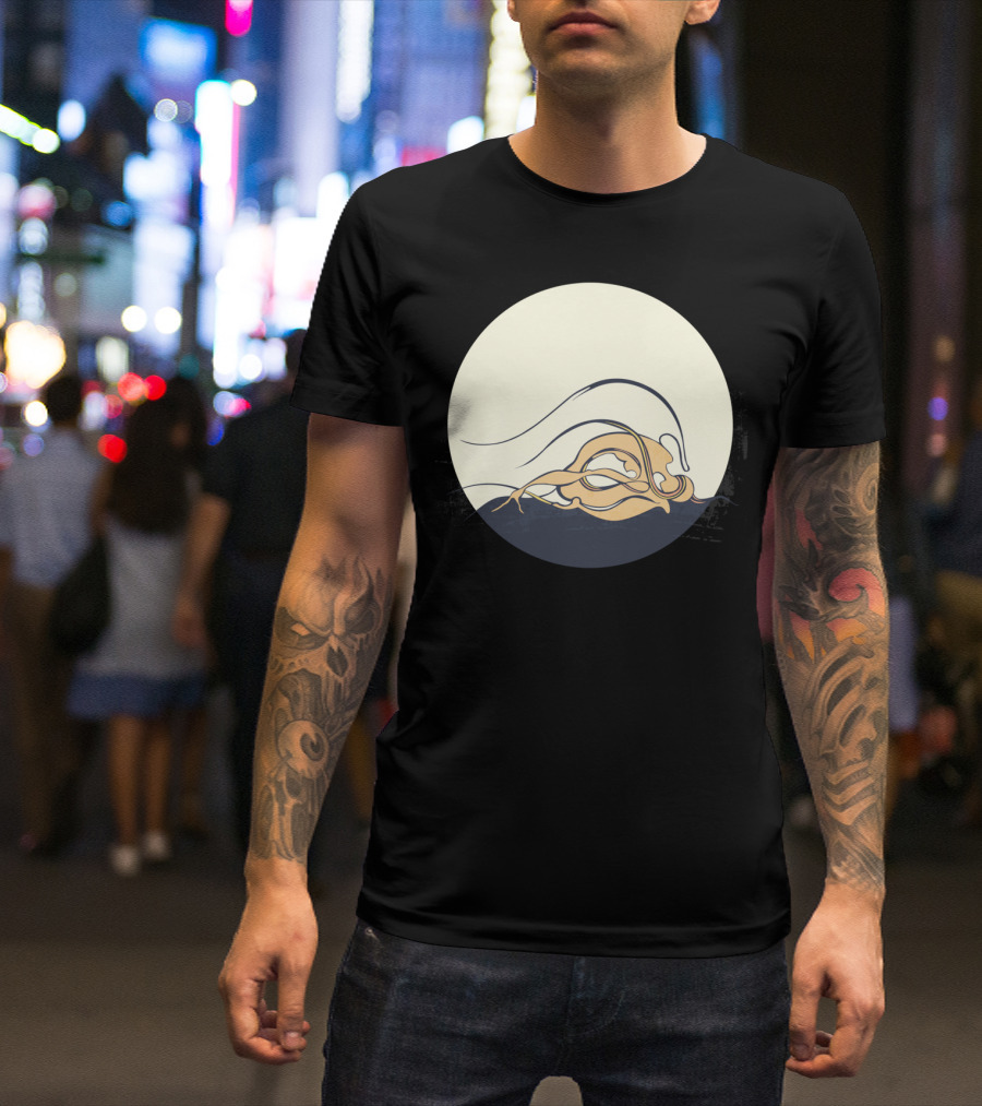 Moon Girl Abstract Wave In Circular Frame T-Shirt