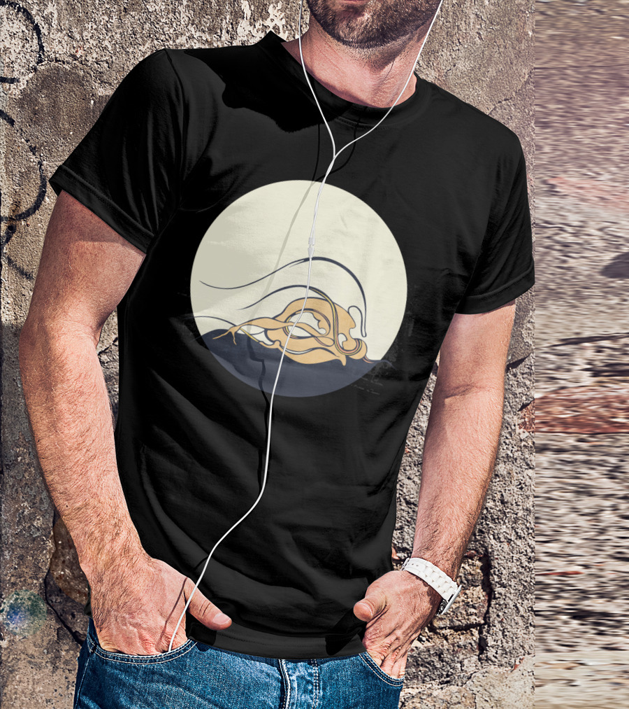Moon Girl Abstract Wave In Circular Frame T-Shirt