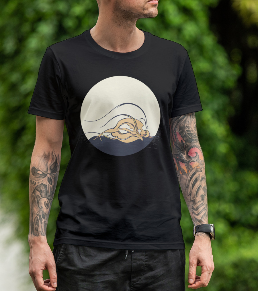 Moon Girl Abstract Wave In Circular Frame T-Shirt