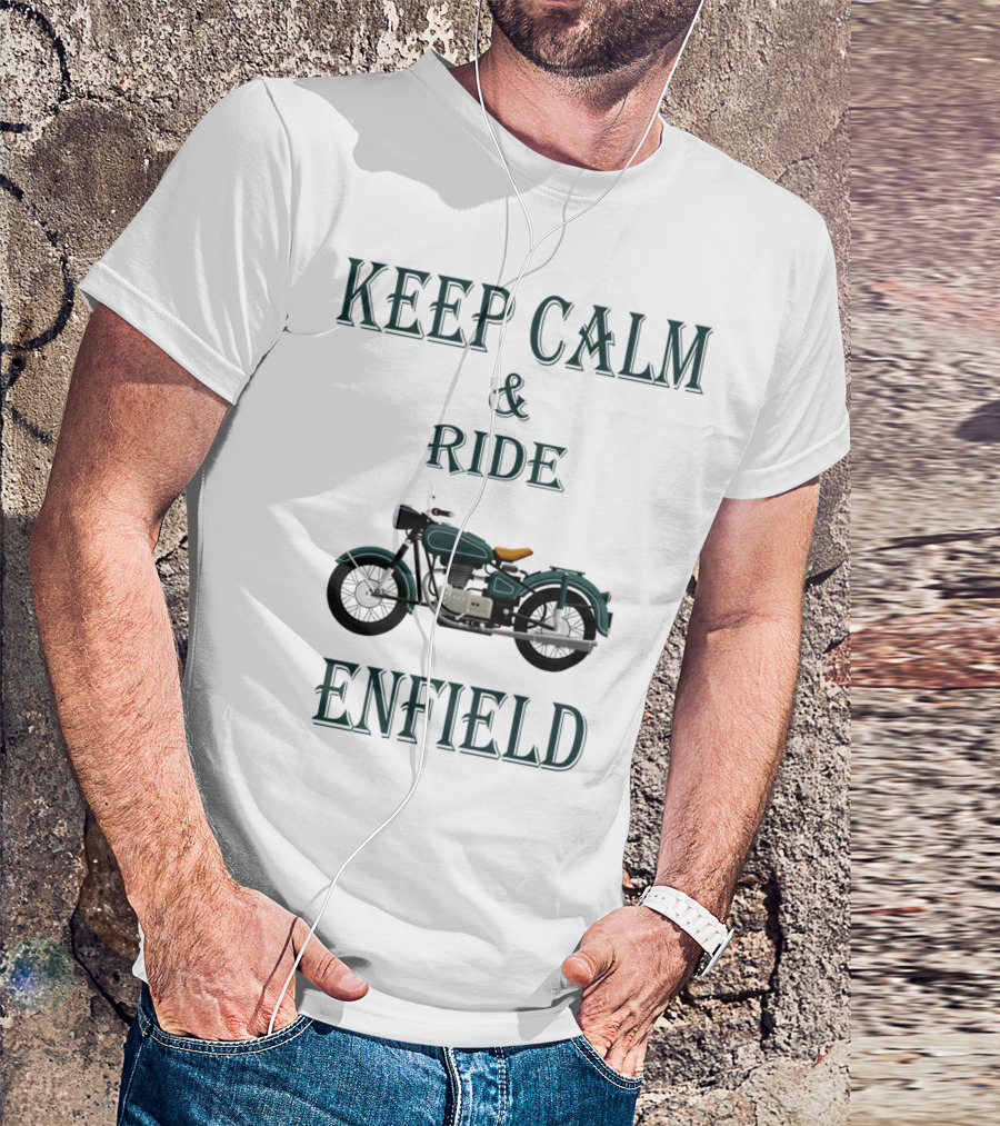 KEEP CALM AND RIDE ENFIELD MOTORCYCLE VINTAGE T-Shirt