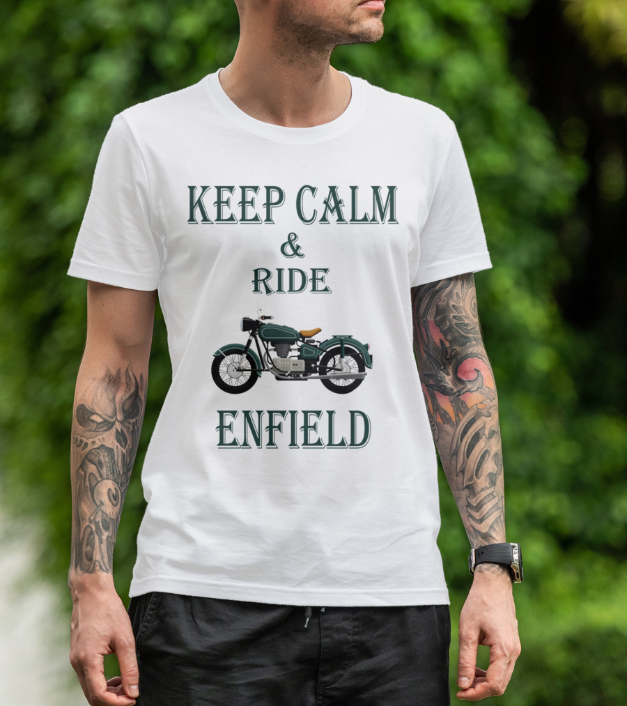 KEEP CALM AND RIDE ENFIELD MOTORCYCLE VINTAGE T-Shirt