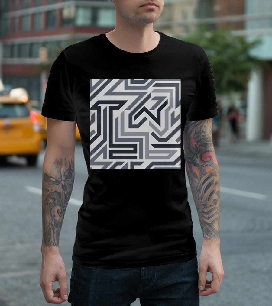 Waze Back Maze Pattern Design Puzzle T-Shirt