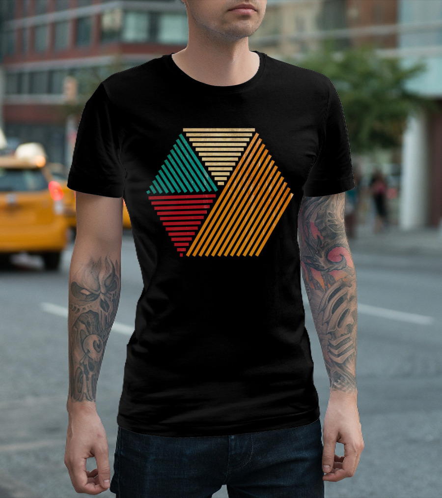 Line Art Geometric Multicolor Hexagon T-Shirt